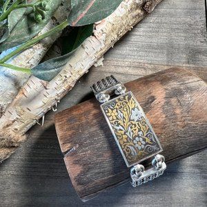 Lois Hill Hand Painted 18k Floral Bar ID Bracelet - SPECIAL PIECE!